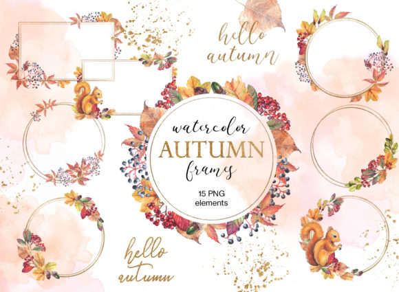 Autumn Leaves Watercolor Frames: A Creative Resource for Modern Designers