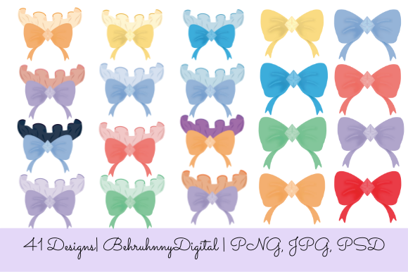 Cute Bow Gems Bouquets Clip Art Set: A Versatile Digital Resource for Creators