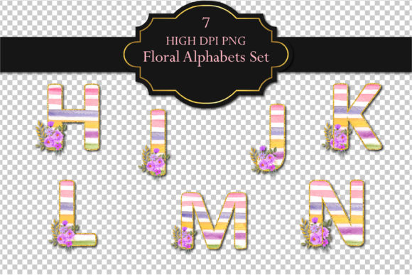 Floral Decorative Alphabet Set for Creative Design