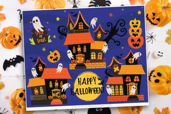 Halloween Haunted House Clipart and File Formats for Creative Projects
