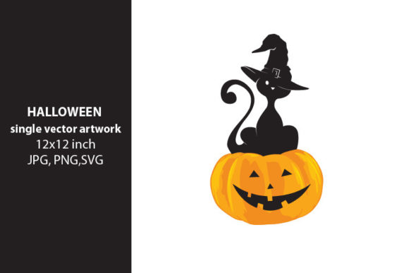 Halloween Pumpkin and Little Black Cat W