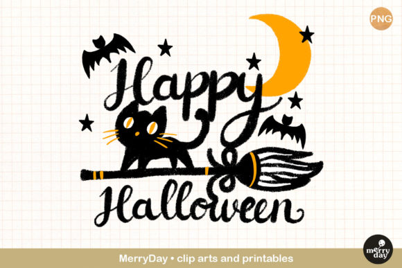 Happy Halloween Cat the Witch Clip Art: A Versatile Design for Creative Projects
