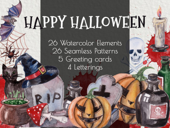 Happy Halloween: Watercolor Clip Art for Creative Designers