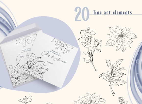 Line Art Christmas Flower Clipart: A Versatile Tool for Creative Projects