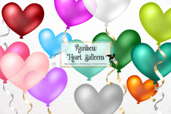 Rainbow Heart Balloons Clipart