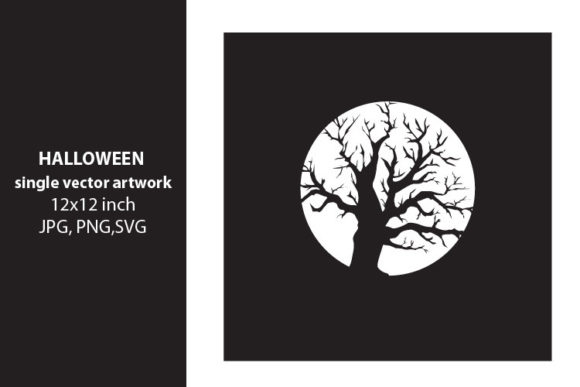 Scary Winter Tree and Full Moon