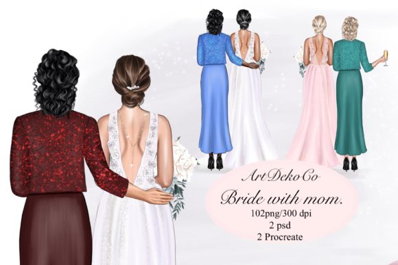 Wedding Clipart, Mom and Bride Clipart: A Versatile Resource for Creators and Designers